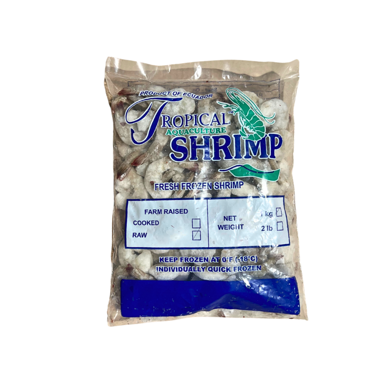 Креветка ваннамей 0% глазурі 31/35  з/м ,в панцері,б/г чищена без вени Tropical 1,13 кг